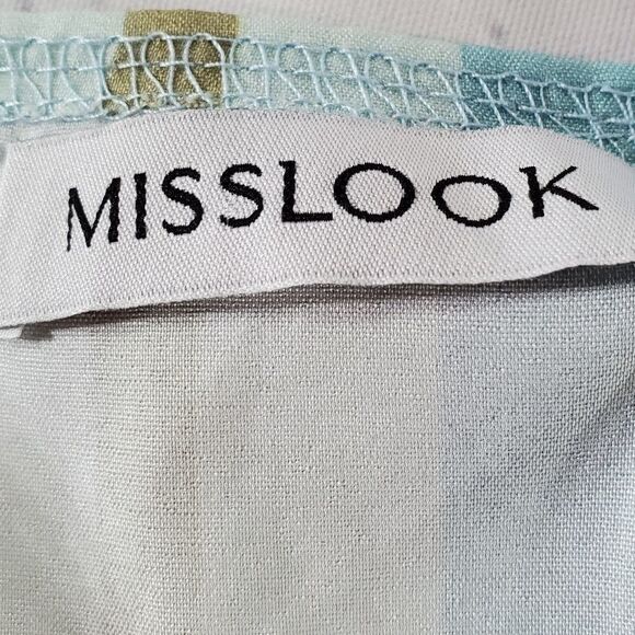 🔺️Misslook Striped Blue & Olive Green Tunic Top Large - Picture 8 of 10